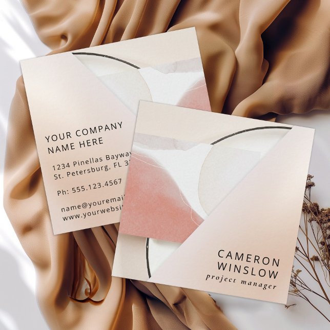 Neutral Earth Tone Modern Abstrakt Quadratische Visitenkarte (Von Creator hochgeladen)