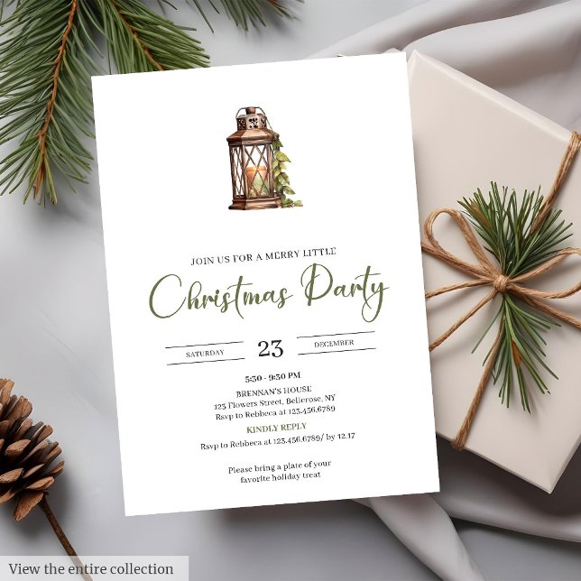 Neutral Earthy Minimalist Rustic Cozy Christmas   Einladung (Neutral Earthy Minimalist Rustic Cozy Christmas Party Invitation)