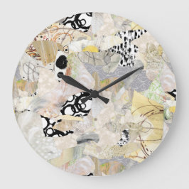 Neutral Elegant Abstract Collage Design Große Wanduhr