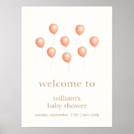 Neutral Elegant Boho Balloon Baby Dusche Willkomme Poster