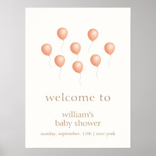 Neutral Elegant Boho Balloon Baby Dusche Willkomme Poster