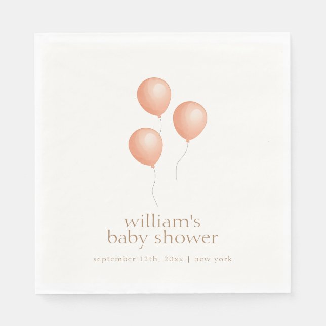 Neutral Elegant Boho Balloon Baby Shower Serviette (Vorderseite)