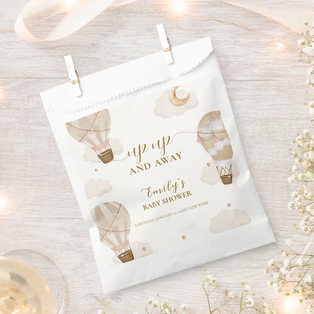 Neutral Elegant Boho Hot Air Ballon Babydusche Geschenktütchen (Ausgeschnitten)