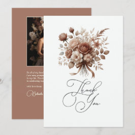 Neutral Elegant Mocha Mousse Floral Dankeskarte