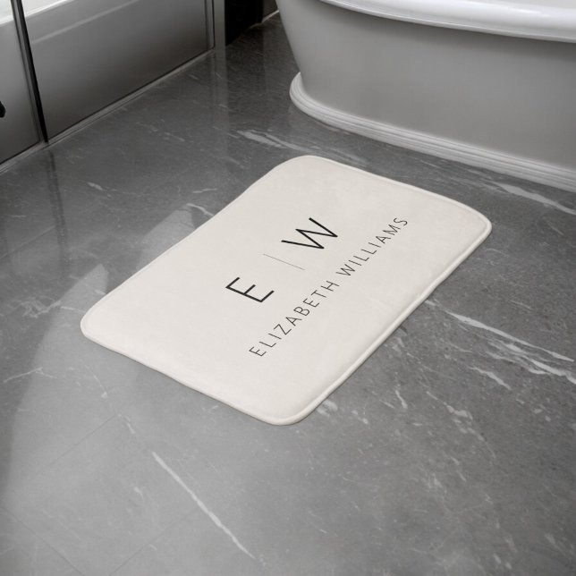 Neutral Elegant Moderner Minimalistischer Monogram Badematte (Von Creator hochgeladen)