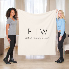 Neutral Elegant Moderner Minimalistischer Monogram Fleecedecke