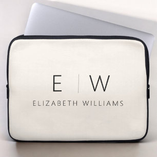 Neutral Elegant Moderner Minimalistischer Monogram Laptopschutzhülle