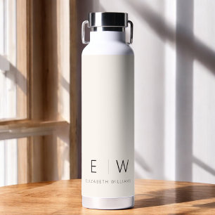 Neutral Elegant Moderner Minimalistischer Monogram Trinkflasche