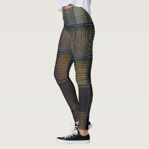 Neutral gefärbter Block-Kord-Look Leggings