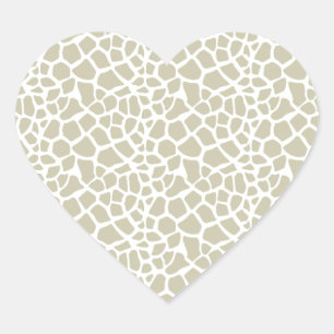 Neutral Giraffe Print Herz-Aufkleber