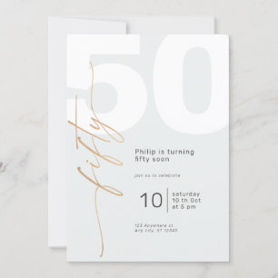 Neutral Gold Elegante Kalligraphie Geburtstag Einladung