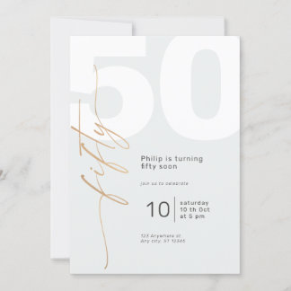 Neutral Gold Elegante Kalligraphie Geburtstag Einladung