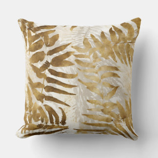 Neutral-Gold-Gray-Fern-Blätter Kissen