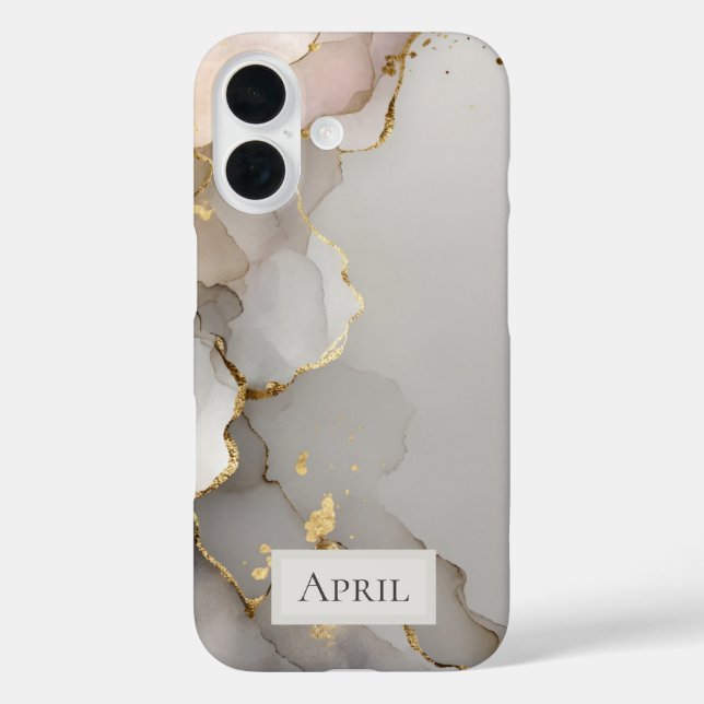 Neutral & Gold Marmor  Case-Mate iPhone Hülle (Rückseite)
