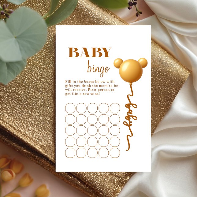 Neutral Gold Teddy Balloon Baby Bingo (Von Creator hochgeladen)