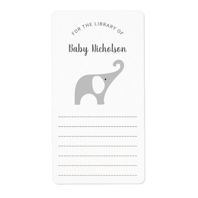 Neutral-Gray-Elephant-Babydusche-Buchzeichen (Vorne)