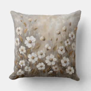 Neutral Gray Gold Taupe Floral Kissen