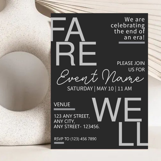Neutral Gray Moderne Abschiedsveranstaltung Save The Date (Von Creator hochgeladen)