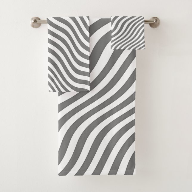 NEUTRAL GRAY ZEBRA STRIPES Geschenk Badhandtuch Set (Insitu)