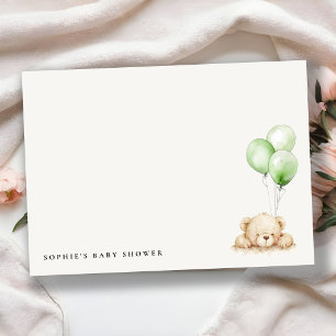 Neutral Green Bearly Wait Balloon Baby Shower Mitteilungskarte