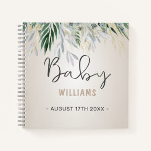 Neutral Greenery Personalisiert Memory Baby Book Notizbuch
