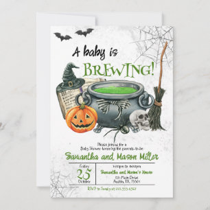 Neutral grüne Halloween-Kinderdusche Einladung