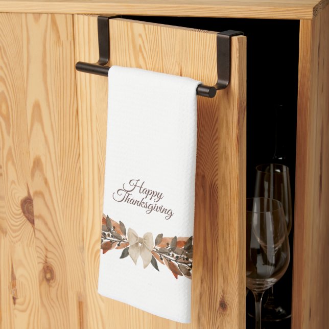 Neutral “Happy Thanksgiving” Kitchen Towel  Geschirrtuch (Drittel gefaltet)