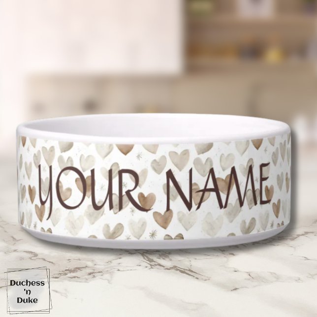 Neutral Heart Pattern Shabby Chic Haustier-Schüsse Napf (Neutral Heart Pattern Shabby Chic Pet Bowl)