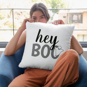 Neutral Hey Boo Grauer Geist Schwarz Weiß Kissen