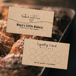 Neutral Kraft Heart Line Bakery Loyalty Reward Visitenkarte