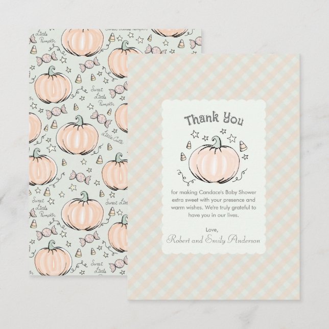 Neutral Little Pumpkin Baby Dusche Danke Karte (Vorne/Hinten)