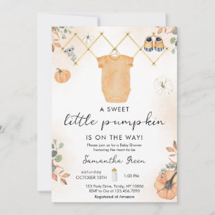 Neutral Little Pumpkin Baby Shower Einladung