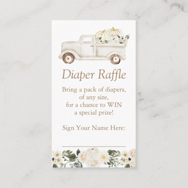 Neutral Little Pumpkin Diaper Raffle Ticket Begleitkarte (Vorderseite)