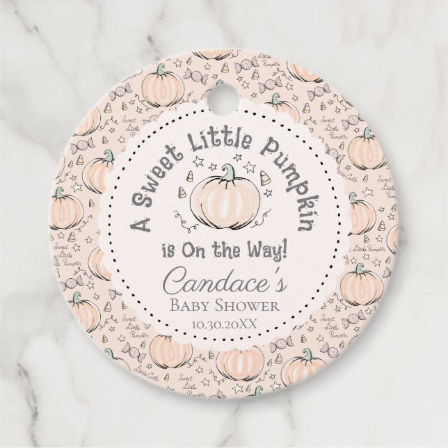 Neutral Little Pumpkin Fall Baby Shower Geschenkanhänger (Vorderseite)