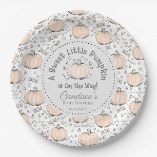 Neutral Little Pumpkin Fall Baby Shower Pappteller