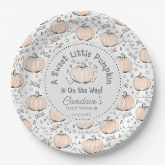 Neutral Little Pumpkin Fall Baby Shower Pappteller