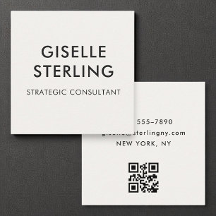 Neutral Luxury Minimal Typografy QR Code Quadratische Visitenkarte