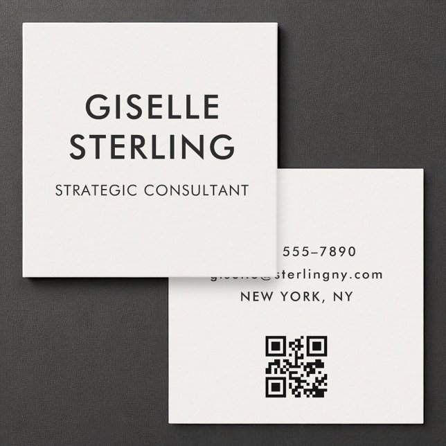 Neutral Luxury Minimal Typografy QR Code Quadratische Visitenkarte (Von Creator hochgeladen)