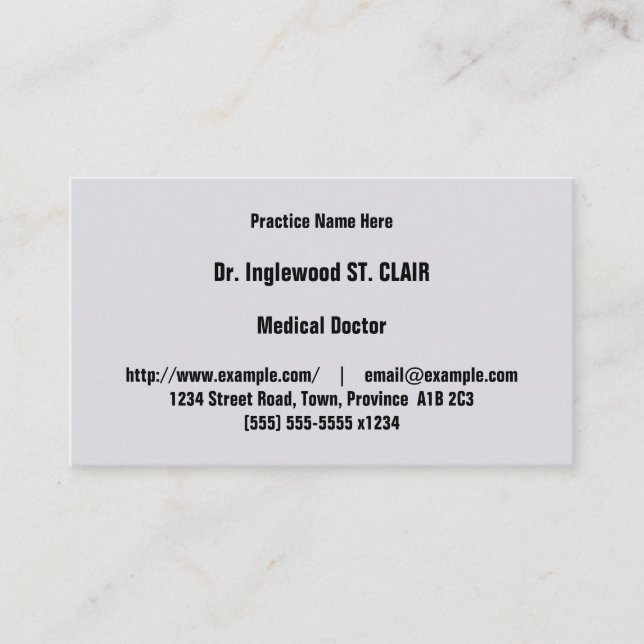 Neutral Medical Specialist Business Card Visitenkarte (Vorderseite)