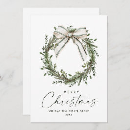 Neutral Minimalist Boho Christmas Wreath Corporate Feiertagskarte