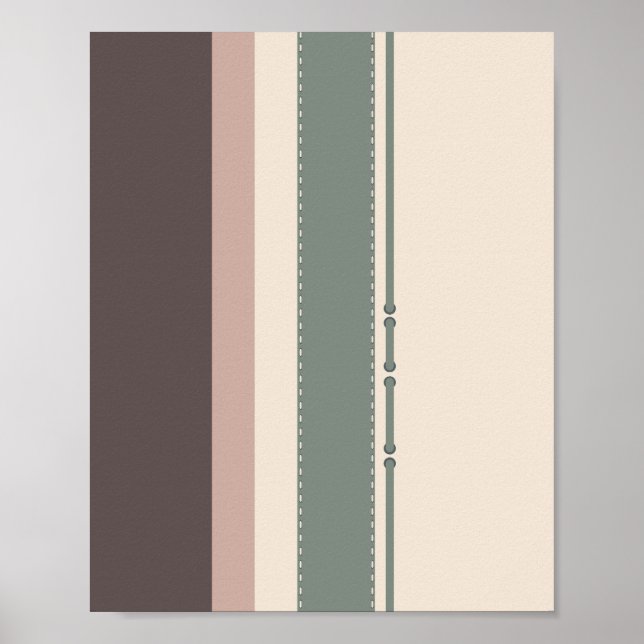 Neutral Minimalist Striped Art –Modern Pastel Poster (Vorne)