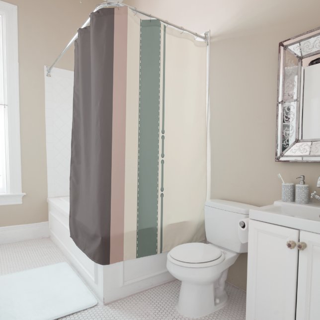 Neutral Minimalist Striped – Simple and Sleek Duschvorhang (Beispiel)