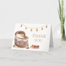 Neutral Minimalistisch Boho Bassinet Toy Baby Show Dankeskarte