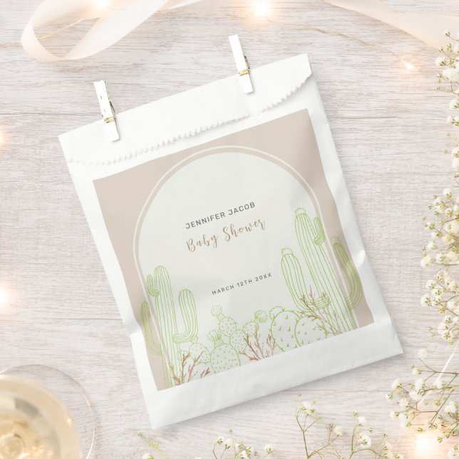 Neutral Minimalistisch Boho Cactus Arch Baby Showe Geschenktütchen (Ausgeschnitten)