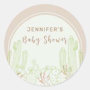 Neutral Minimalistisch Boho Cactus Arch Baby Showe Runder Aufkleber