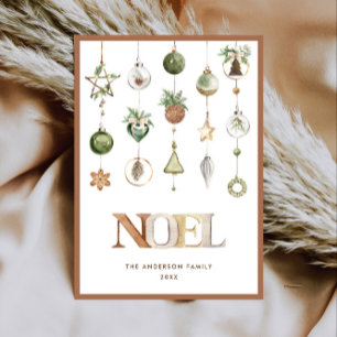 Neutral Minimalistisch Boho Weihnachtskomposition  Feiertagskarte