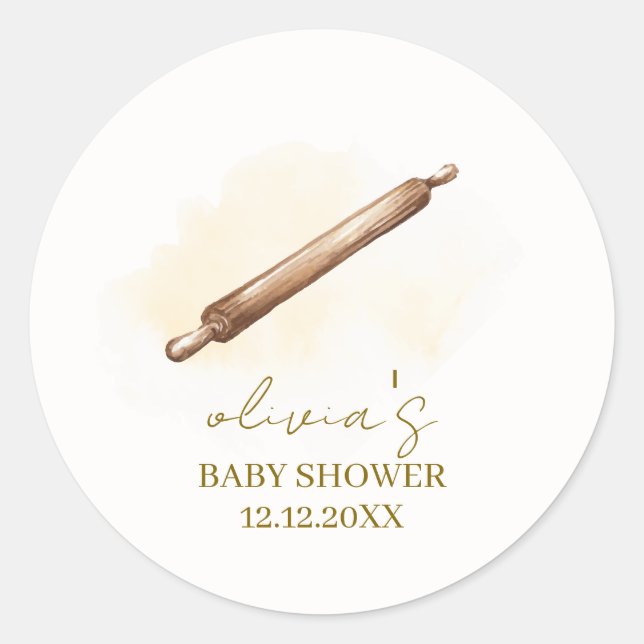 Neutral Minimalistisch Pastry Koch Babydusche Runder Aufkleber (Vorderseite)