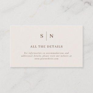 Neutral Minimalistisch und Chic Hochzeitsdetails Begleitkarte