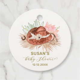 Neutral Modern Boho Cactus Cowboy Hat Baby Shower Geschenkanhänger