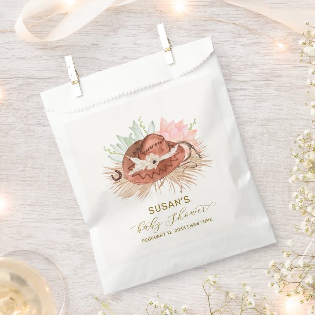 Neutral Modern Boho Cactus Cowboy Hat Baby Shower Geschenktütchen (Ausgeschnitten)